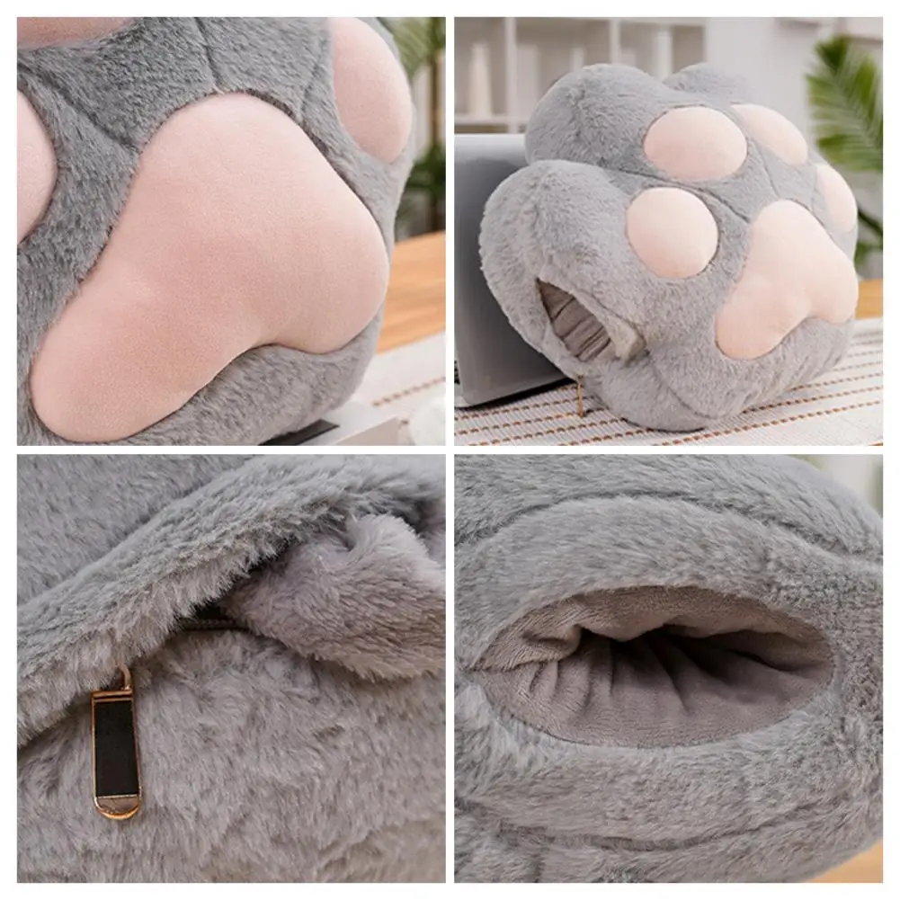 1 Set Cat Paw Pillow Quilt Blanket 3 in 1 Design Hands Warmers Thick Plush Couch Sofa Decoration Cushion Winter Blanket for Home