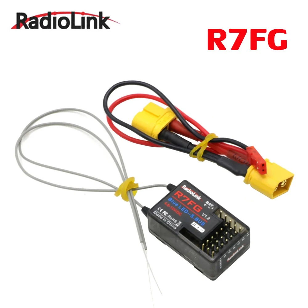 

RadioLink R7FG 2.4GHz 7CH Dual Antenna Reciever High Voltage Integrated Gyro for RC6GS / RC4GS / RC4G / RC3S / T8FB Transmitter