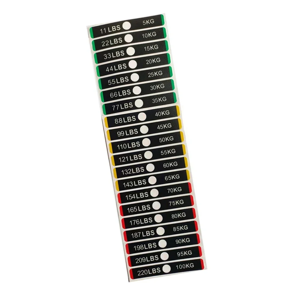 Weight Stickers Fitness Equipment Number Stack Labels 119x18mm 5kg To 100kg Gym Weight Equipment Label Numbers Sticker