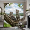 2pcs, spring summer Curtains There are cute kittens on the branches Semi-Sheer Curtains Durable 100% Polyester Fabric Room Decor 1