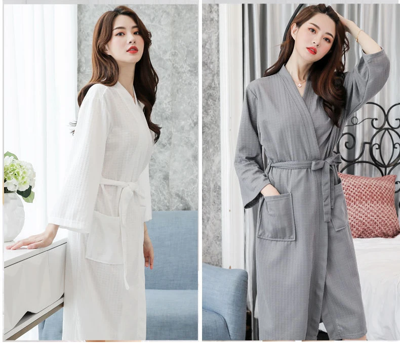 Men's Homewear Couple Nightgown Pajamas Bathrobe Cotton Women'sSolid Color Casual House Robe Kimono Designer Vintage Sleepwear best silk pajamas