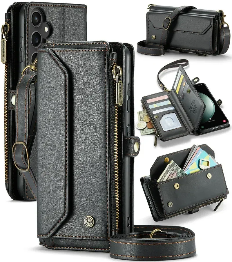 RFID Secure Crossbody Zipper Wallet Bag with Card Holder
