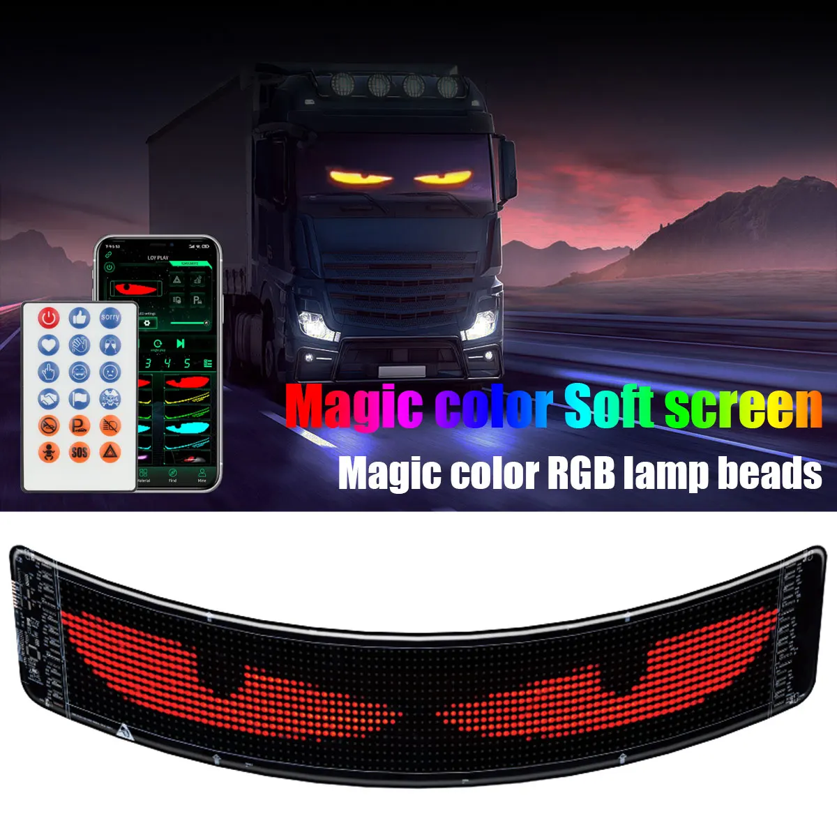 Car Flexible Smart LED Display Matrix Pixel Panel Demon Eyes DIY Programmable Pattern Remote / APP Control Car Truck