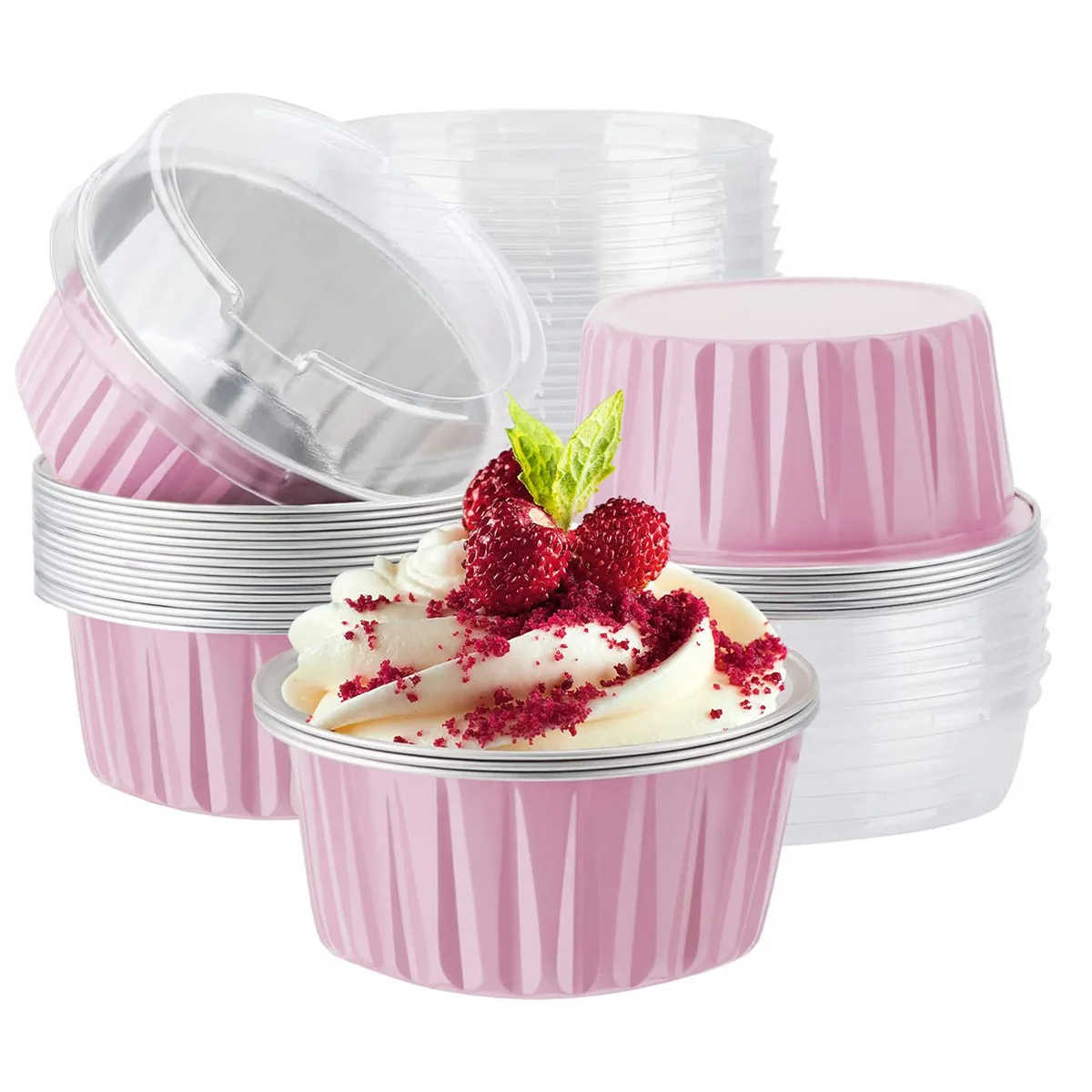 30pcs Baking Cups Aluminum Foil wih Lids, Reusable Cupcake Cups, Desserts Flans, Custard Cake Pudding Jello Cups, Kitchen Tools 30pcs Baking Cups Aluminum Foil wih Lids, Reusable Cupcake Cups, Desserts Flans, Custard Cake Pudding Jello Cups, Kitchen Tools