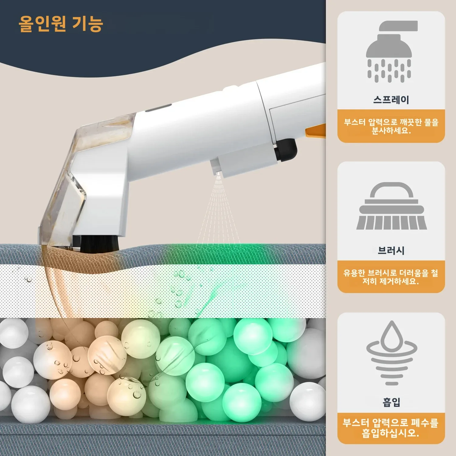 오메서 750W 스팟 클리너 진공청소기 핸디형 카펫 청소기 15KPa 750W 스프레이 흡입 일체형 청소기