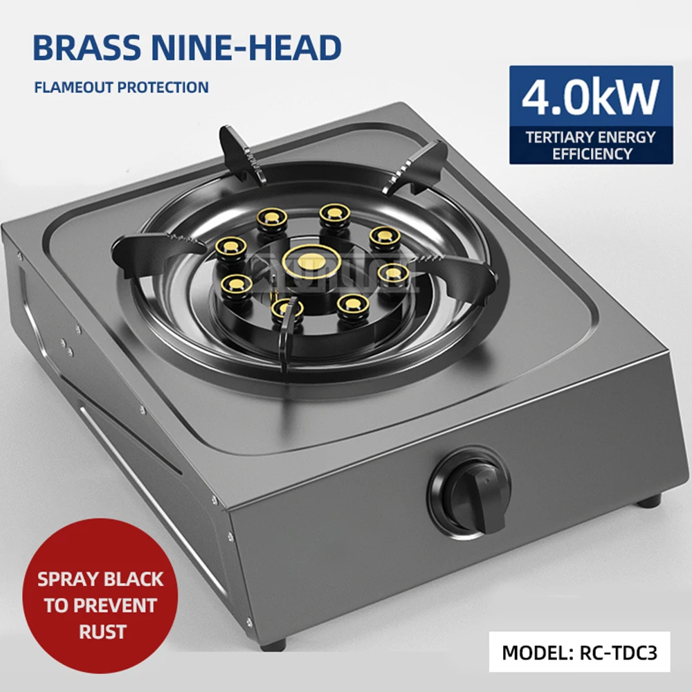Kitchen Single Gas Cooker Household Stainless Steel Gas Stove Cooktop Energy-saving Encimera