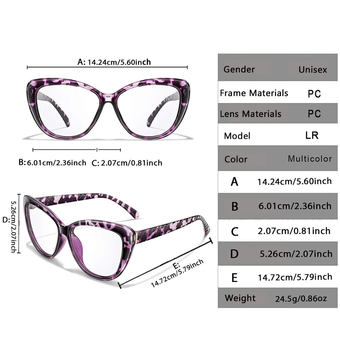Glasses Reading Cateye Transparent 0~4.0
