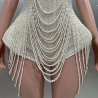 Luxury Pearls Beading Sexy Halter Backless Bodysuit Evening Party Performance Costume Bar Nightclub Singer Dancer Stage Wear - Image 6