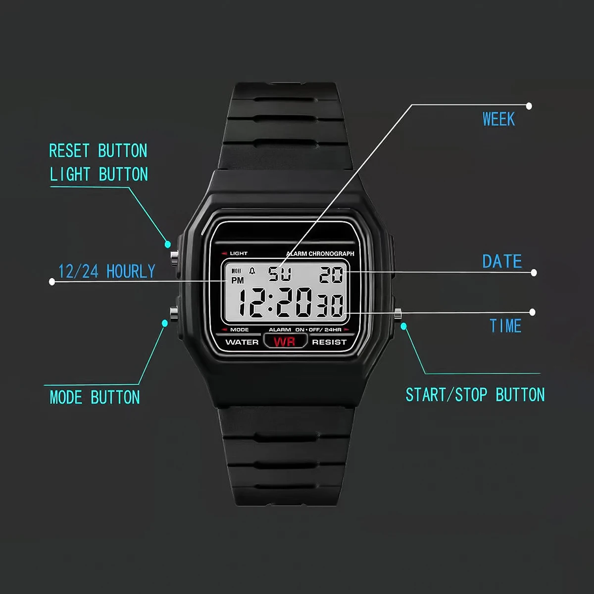 Hot Selling Women LED Digital Electronic Watch Multifunctional Outdoor Simple Leisure Men and Women Sports Watch Reloj 6