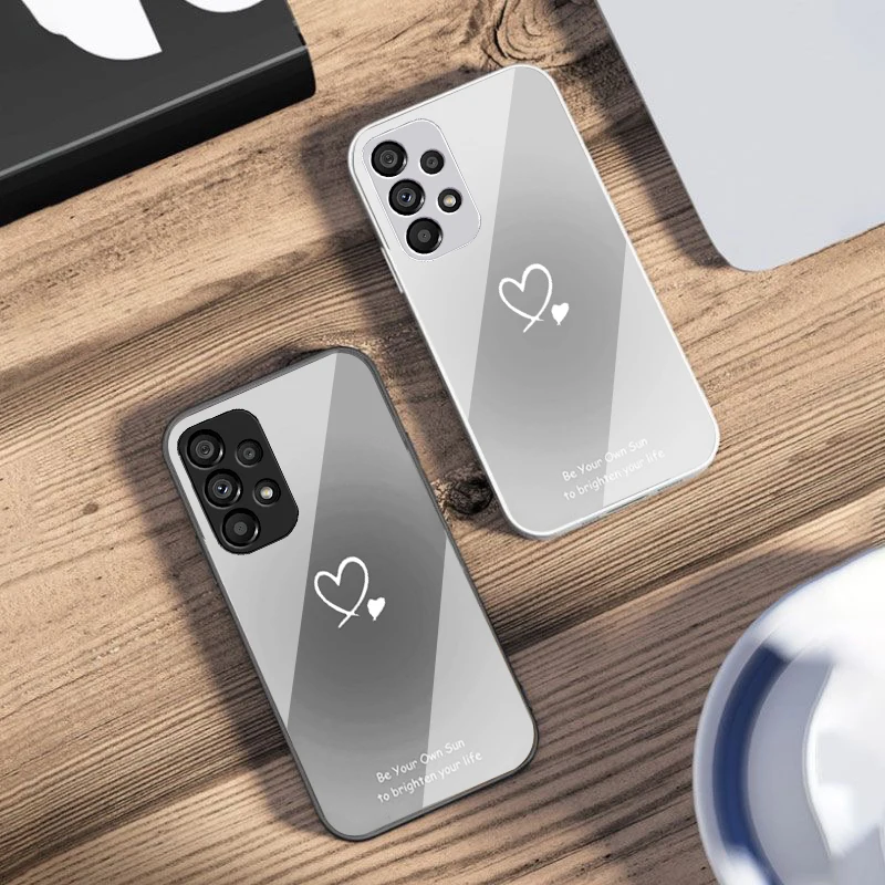 Gradient Heart Shape Glass Phone Case