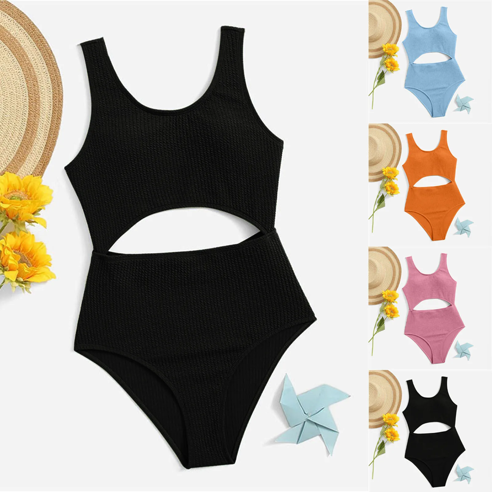 Girl M Girl's 1 Piece Solid Color Swimsuit Cute Cut Out Bathing Suit Swimwear Girls Cover Ups For Swimwear Size 6 girls swimwear