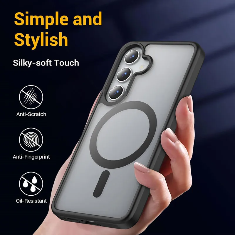 Magnetic Matte Black Shockproof Phone Case with Magsafe Wireless Charging Compatibility
