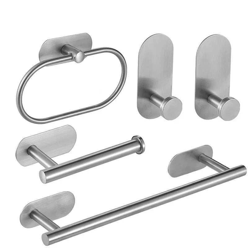 Toilet paper holder towel hook bathroom hardware set bathroom hardware accessories YCRAYS no drilling brushed bathroom accessories sets toilet tissue roll paper holder towel rack bar rail ring robe hook hardware
