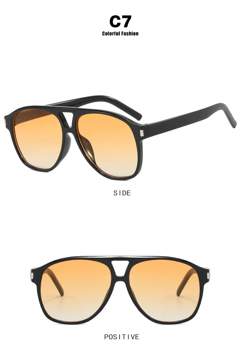 DOHOHDO Modische Übergroße Doppelbrücken-Piloten-Sonnenbrille für Herren Vintage Nieten Damen Blaue Trendige Punk-Sonnenbrille UV400-Schutz – Detail 16