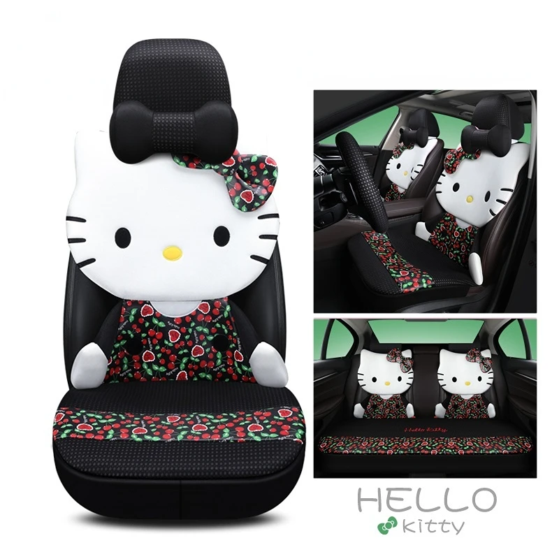 Hello Kitty Cartoon Car Seat Cushion Four Seasons Universal Cute Cartoon Full Set Car Mats Front