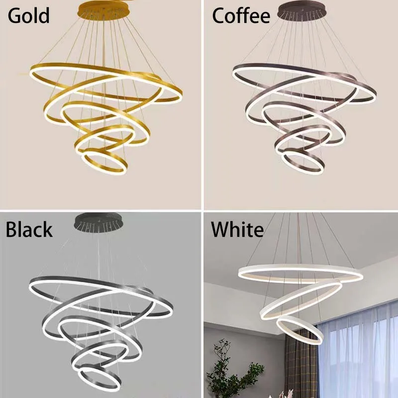 침실, 거실, 식당에 적합한 현대적인 LED 펜던트 조명입니다. 원형 천장 샹들리에, 가정용 조명.