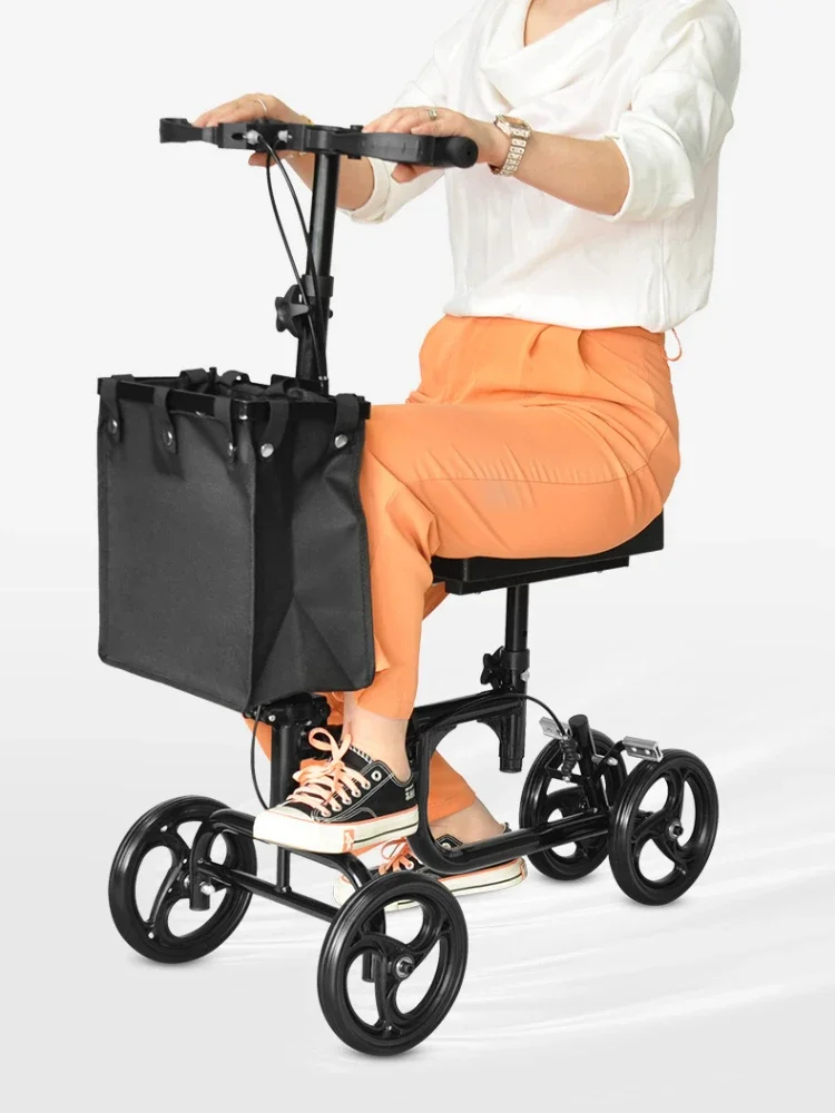 Elderly Four-wheeled Walker, Ankle Injury Walker, Elderly Foldable Scooter, Adjustable Knee Crutch Cart with Wheels 5
