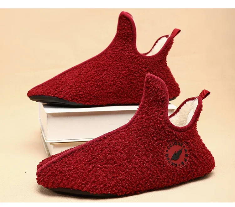 YRZL Winter Slippers Men Indoor Slippers Non-slip Warm Women and Men Slipper Ankle Soft Shoes Comfortable Flat Home Cotton Shoes