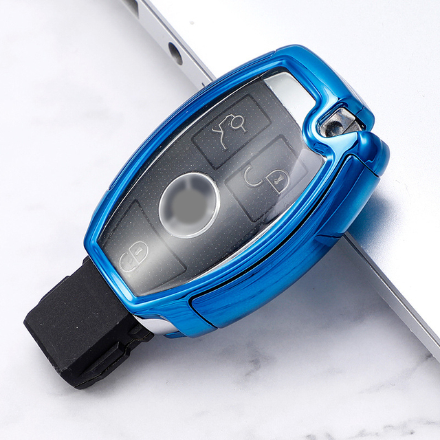 quality TPU+PC Car Key Case Cover Key Holder Chain Ring For Mercedes Benz W203 W210 W211 W124 W202 W204 AMG Accessories