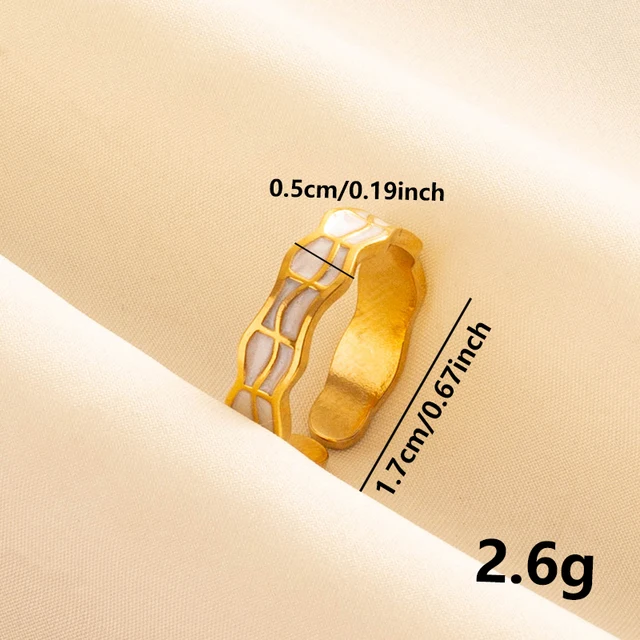 Bagues ouvertes bohème en émail blanc, couleur or, luxe, irrégulier, en acier inoxydable, réglable, bijoux de charme pour femmes, cadeaux