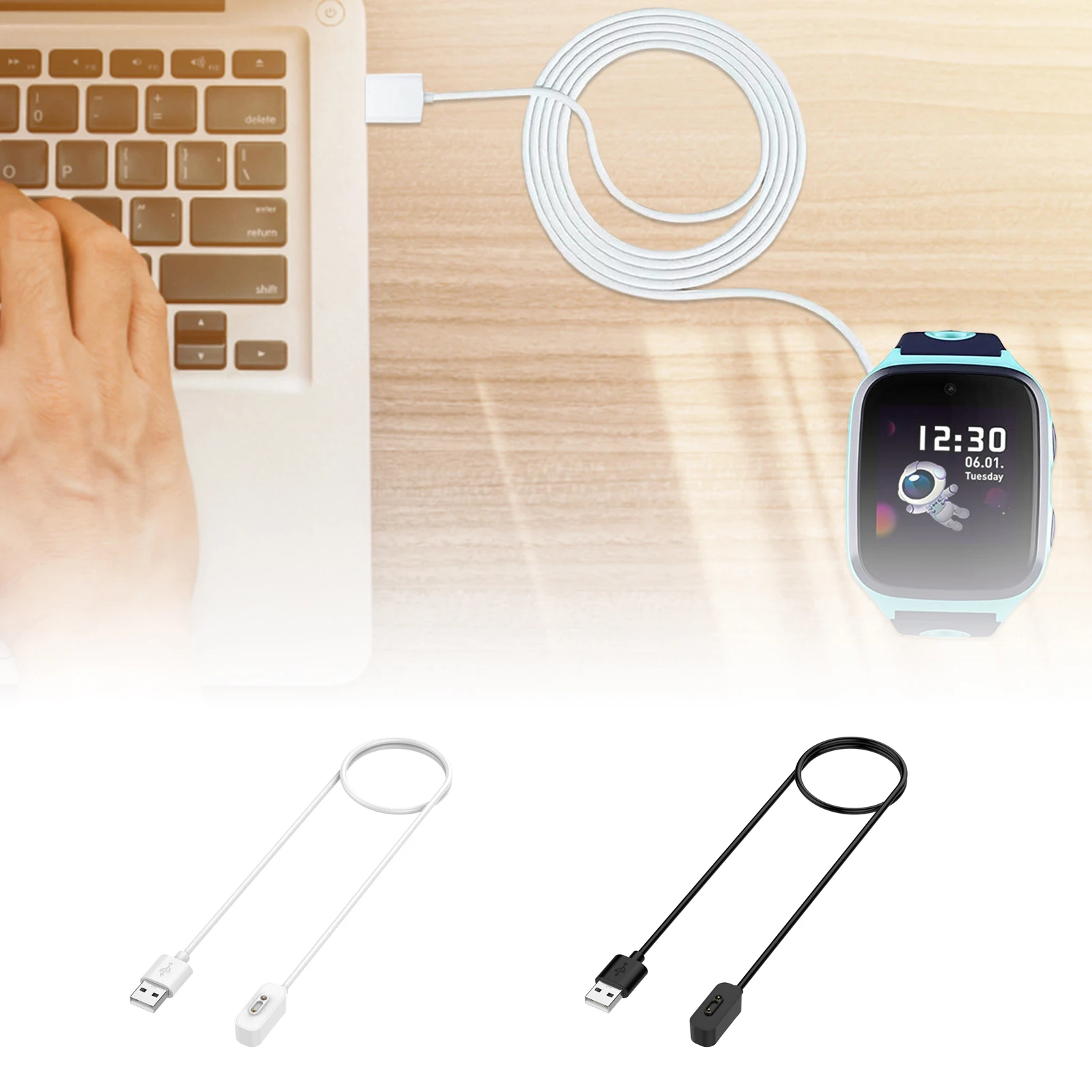 

Магнитный USB-кабель для зарядки, запасной USB-кабель для зарядки, совместим с Xplora X5/X5 Play/X4, черный/белый