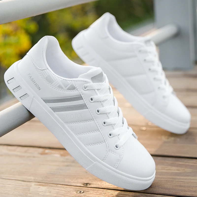 Sports Shoes Men Sneakers Casual Shoes Men Flats Lightweight Pu Leather Breathable Shoe Mens White Sports Tenis Shoes