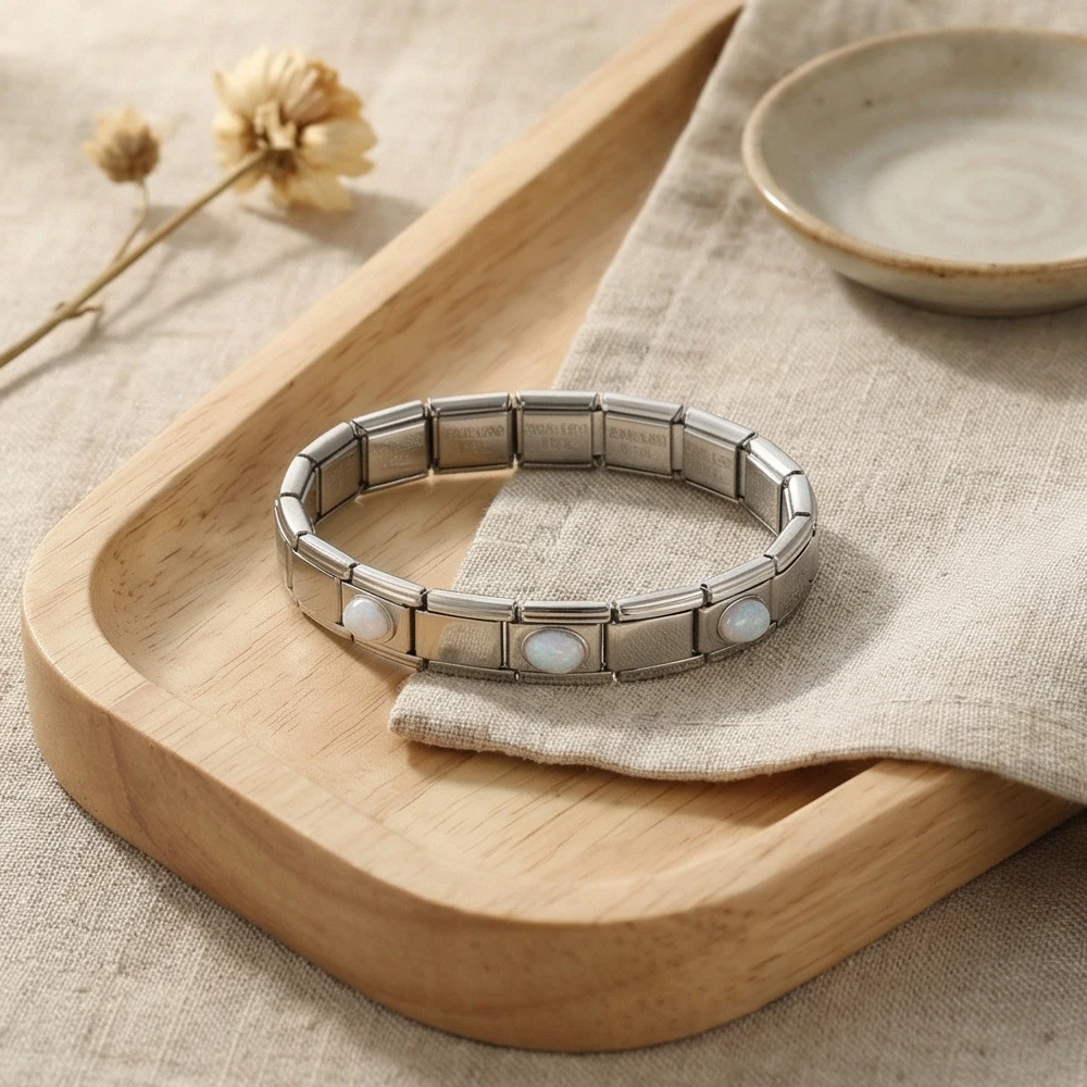 Modisches Buntes Geburtsstein-Armband im Italienischen Stil mit Gliedern für 9mm Edelstahl-Charms, Schmuck für Damen und Herren, DIY-Zubehör – Detail 4