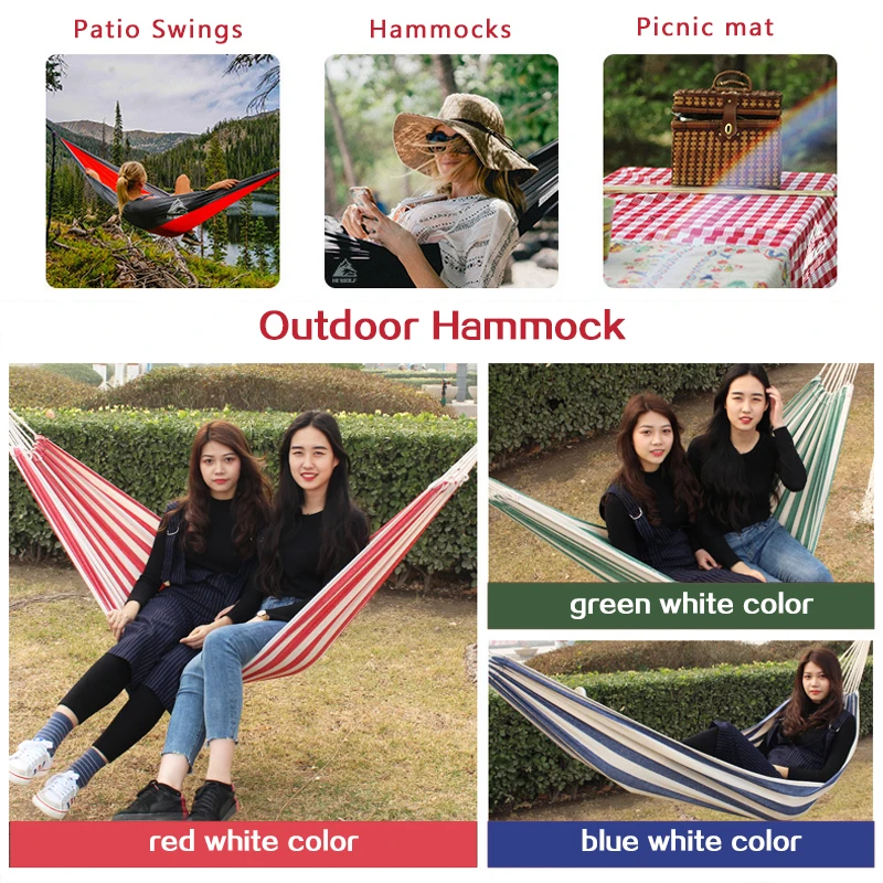 Double Wide Thick Canvas Hammock Portable Hammock Outdoor Single Double Anti-rollover Swing Outdoor Indoor Household