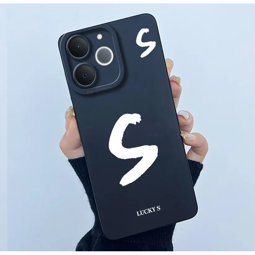 Cute Initial Letters Shockproof Soft Silicone Phone Case Cover Bumper