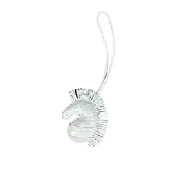 Majestic Unicorn Zebra Horse Head Bag Charm - Genuine Sheepskin Leather Accessory, Handmade 3D Mane Decor (White)