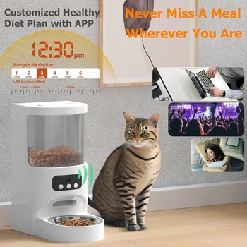 Automatic Cat Feeder with Camera,5G&2.4G WiFi Pet Feeder 1080P HD Pet Food Dispenser with Night Vision,Timed Smart 2
