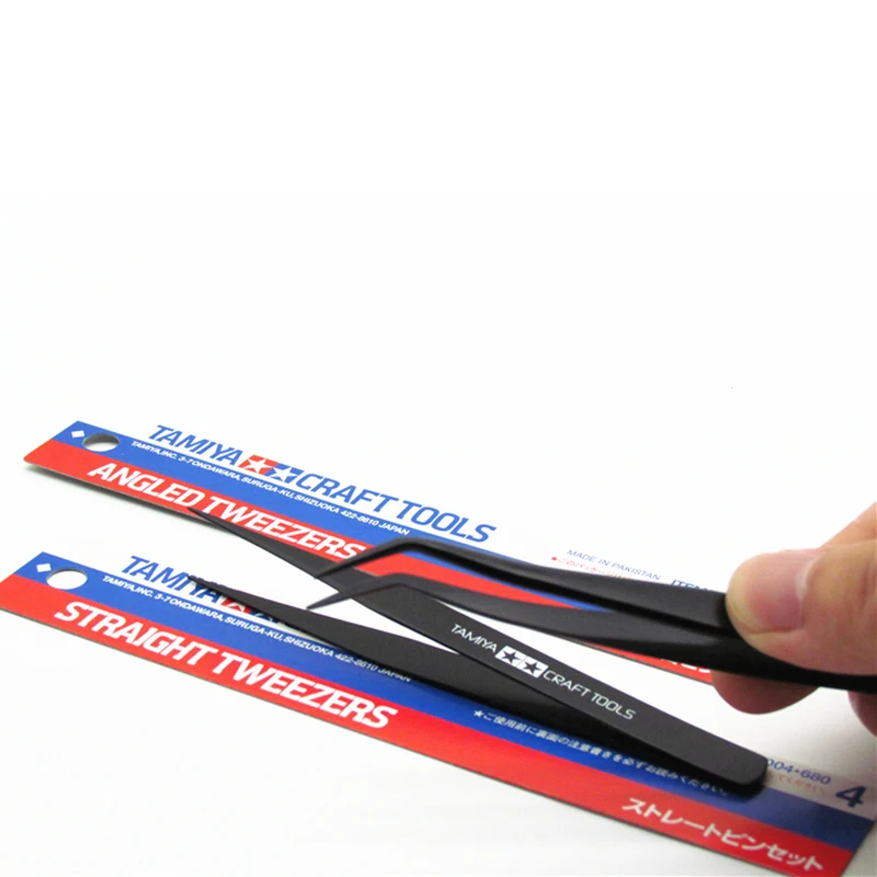 タミヤ74003/74004-ステンレス鋼のピンセット,角度付き/ストレート