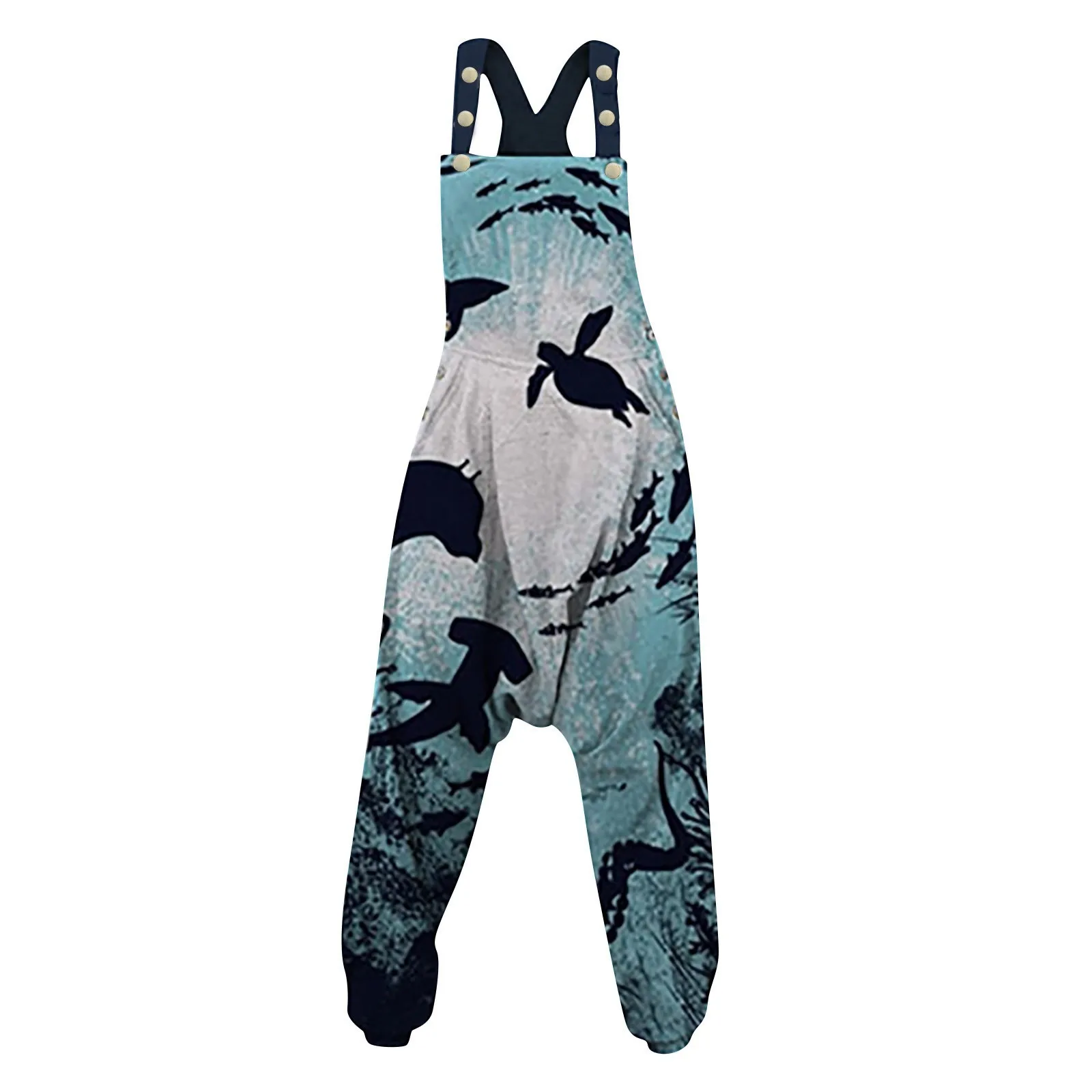 

Harem Jumpsuit Spaghetti Straps Vintage Paisley Overall Jumpsuit Women Jumpsuit Sleeveless Racerback Rompers For Girls Playsuit