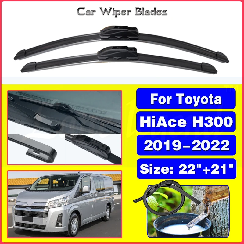 

For Toyota HiAce H300 GranAce 2019 2020 2021 2022 Front Wiper Window Blades Brushes Boneless Frameless Car Accessories 22"+21"