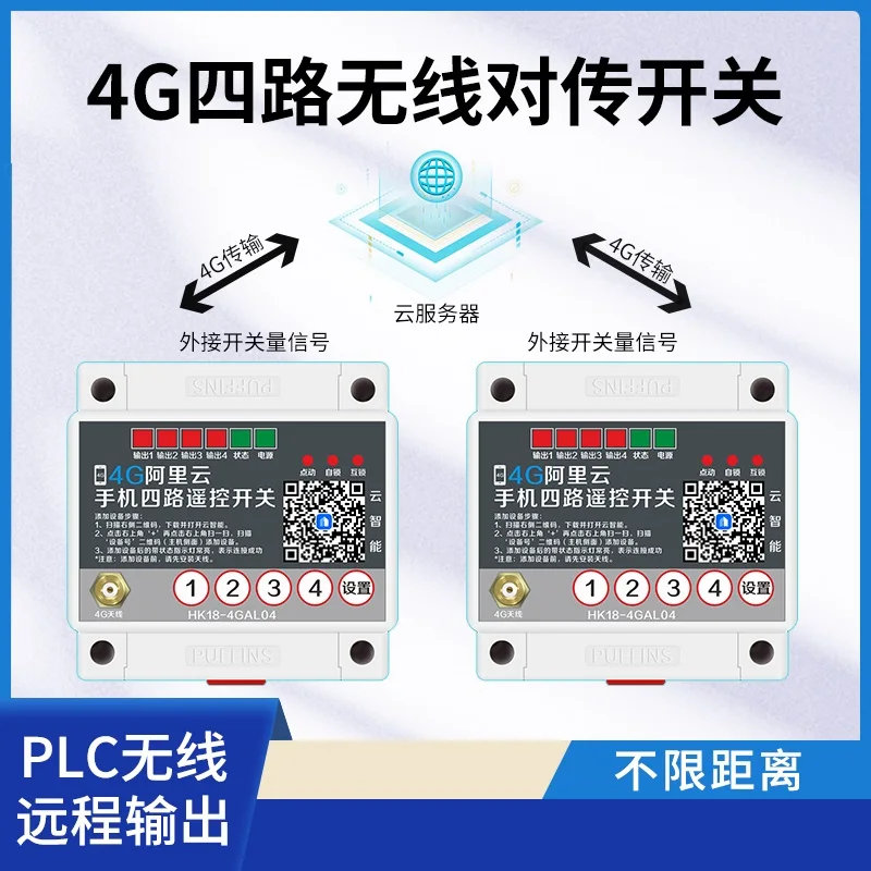 

4G remote switch transmitting and receiving two-way feedback point-to-point wireless switch quantity transmission control module