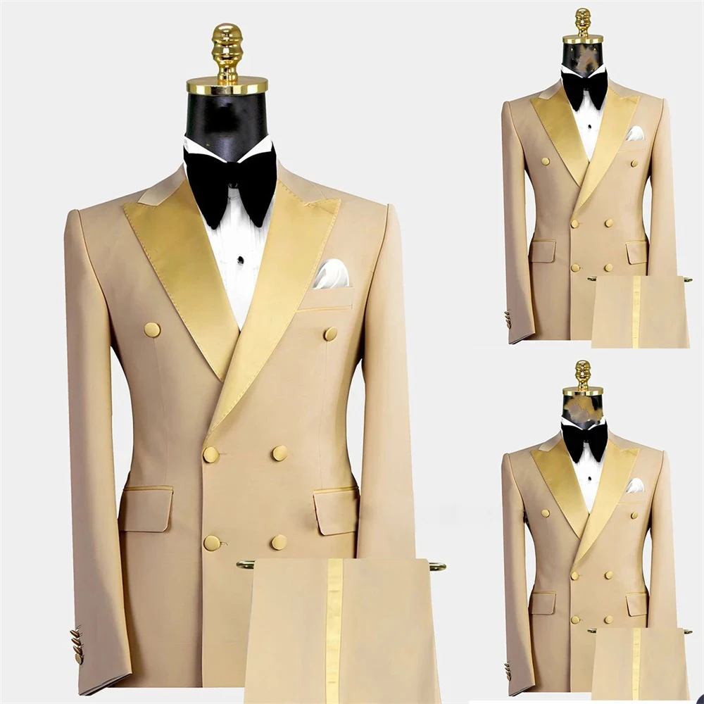 

Latest Men Suits Wedding Groom Wear Slim Fit Custom Made Splicing Peak Lapel Blazer Terno Masculino 2 Pieces Jacket+Pant