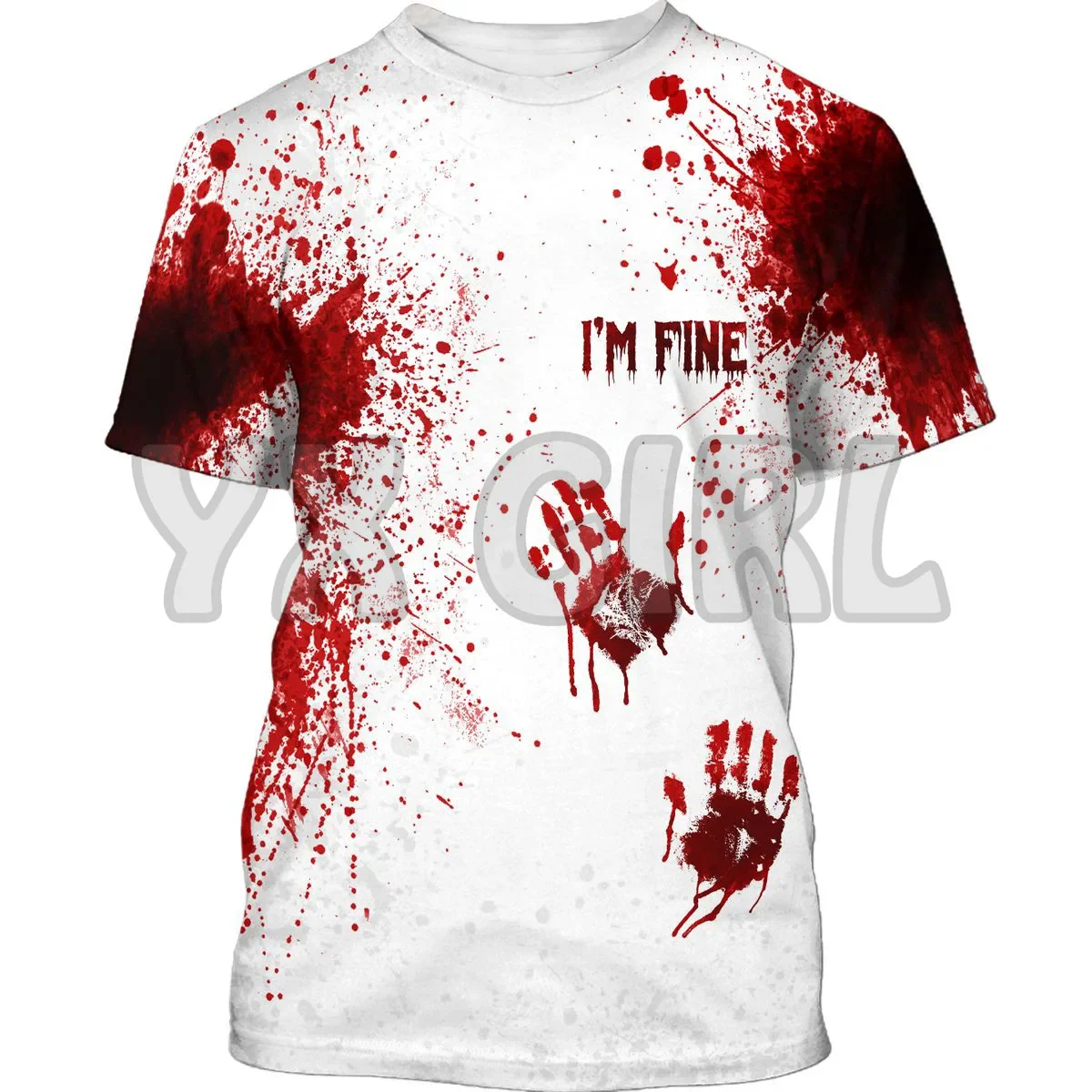 

2024 Summer Fashion Men t shirt I'm Fine Halloween 3D All Over Printed T Shirts Tee Tops shirts Unisex Tshirt