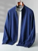 High-end Men Cashmere Sweater Zipper Cardigan Autumn Winter 100% Merino Wool Knitwear Thick Mock Neck Double Sided Wearable Coat 3