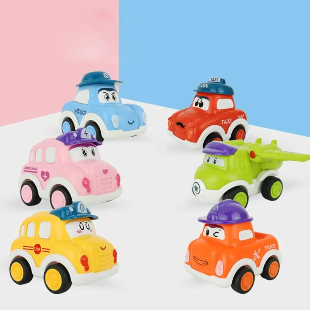 

6PCS Children's Gift Mini Car Plastic Cartoon Cake Decoration Car Model Forklift Toy Pull Back Car