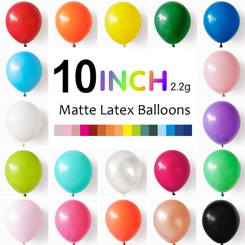 

100 Pieces 10inch Matte Latex Balloon Pink Blue White Red Multi Color For Kids Boy Girl 1st Birthday Baptism Wedding Party Favor