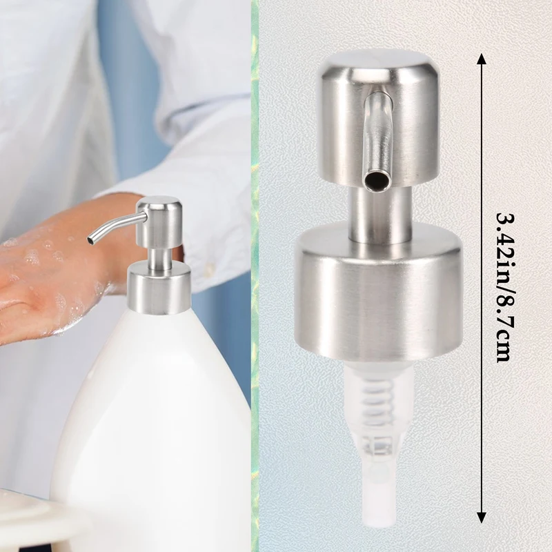 A01F-5Pcs Stainless Steel Soap Pump Replacement 28 Teeth Metal Bottle Nozzles Lotion Dispenser Head