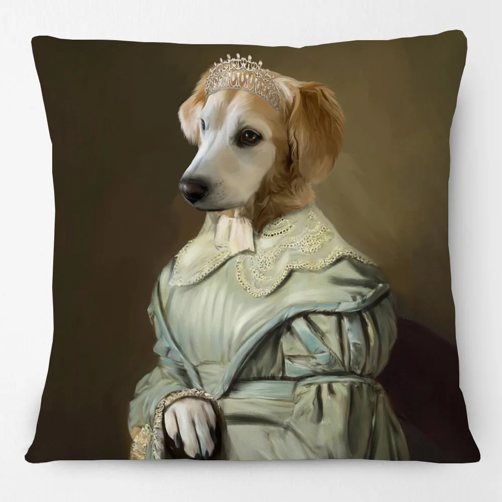 European Royal Court Portrait Dog Animals Painting Cushion Covers