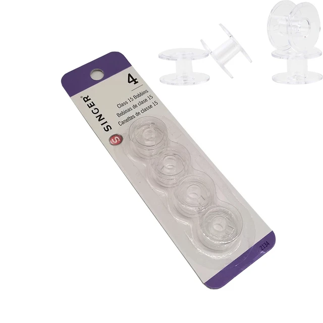 Singer Transparent Plastic Bobbins with Thread - Class 15