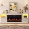 70” Fireplace TV Stand for TVs Up to 80",LED Entertainment Center with 36" Electric FireplaceModern Fluted Media Console Table 1