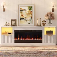 70” Fireplace TV Stand for TVs Up to 80",LED Entertainment Center with 36" Electric FireplaceModern Fluted Media Console Table 1