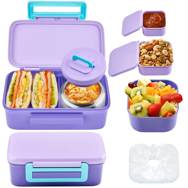 Boîte à déjeuner compacte avec récipient isolé de 8oz, récipient à collation, récipient à Sauce, bol de rangement, plateau à glace à Double compartiment BPA 1