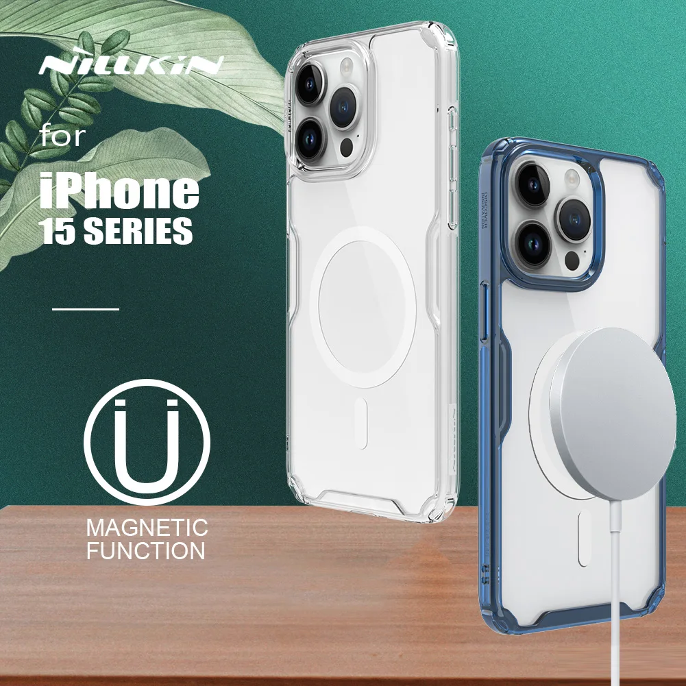 

Чехол Nillkin для iPhone 15 Pro Max, натуральный чехол из ТПУ Pro, Магнитная задняя крышка, Тонкий силиконовый чехол для iPhone 15 Plus 15 Pro, чехол