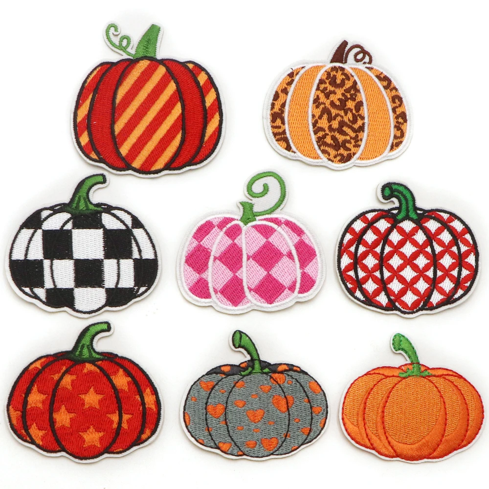 1PC Halloween Kürbis Eisen auf Patches Stickerei Patch Gute qualität Patch Nähen auf Patch Für Kleidung Jacke Rucksack Dekoration