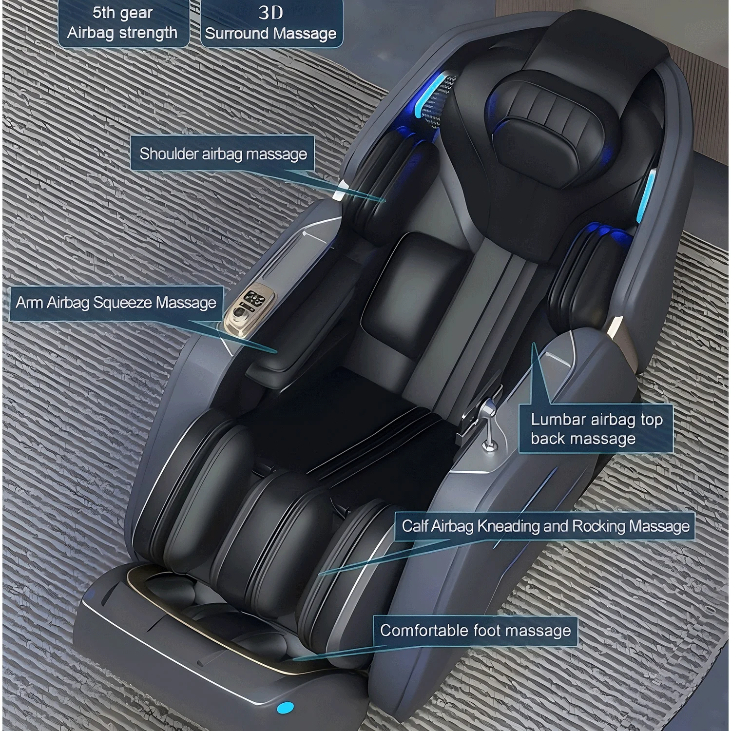 Massage Recliner Chair AI Voice Control Dual-Core Rollers Zero Gravity Heated Lumbar Support Full Body Kneading 4D Massage Chair 5