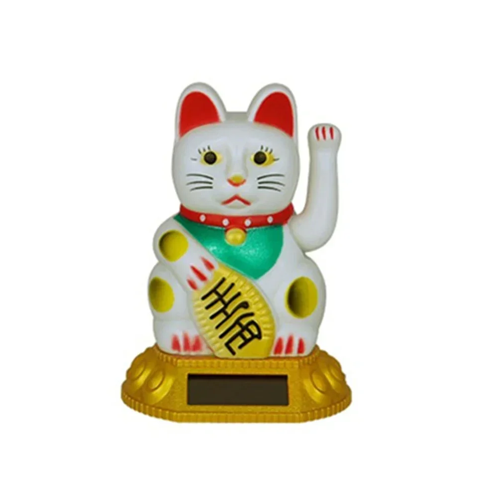 Eco Friendly Solar Waving Lucky Cat Ornament 1pcs Continuous Swinging Motion Enhances The Ambience Of Coffee Shops